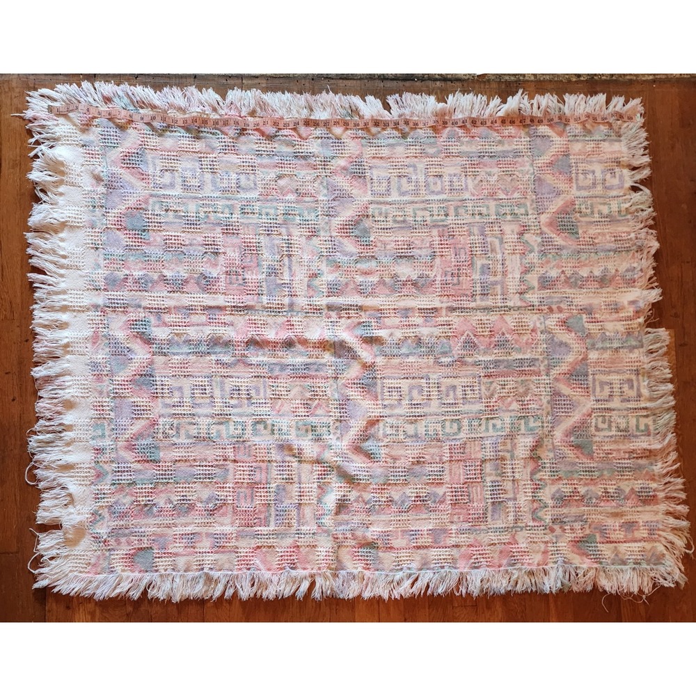 VTG 1990s Pastel Woven Throw 48x60 Geometric Southwestern Cottagecore Afghan
